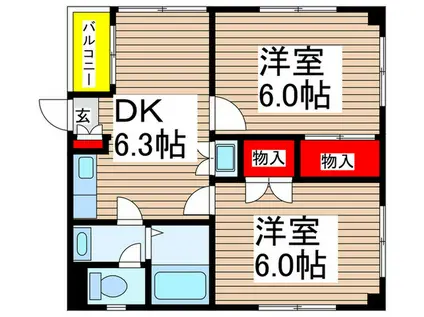 荻原マンション(2DK/3階)の間取り写真