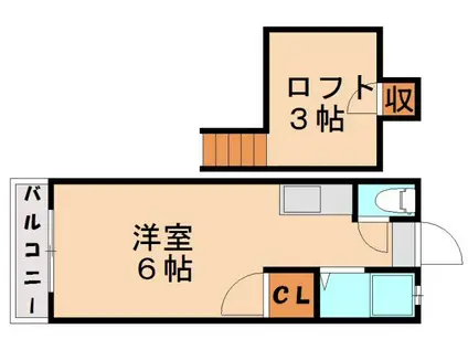 セーヌ千早IV(ワンルーム/2階)の間取り写真