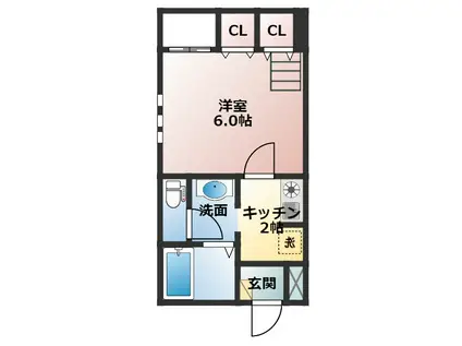 アムール金山(1SK/2階)の間取り写真