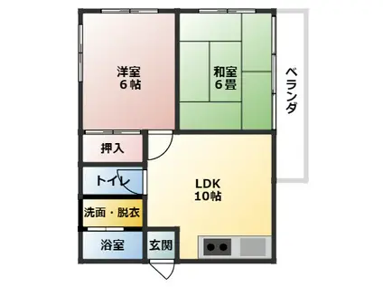 丸勝アパートA棟(2LDK/2階)の間取り写真