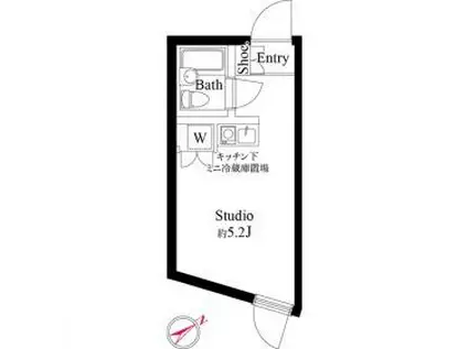 サタケドリームコート(ワンルーム/1階)の間取り写真