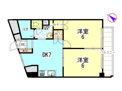 チサンマンション祐天寺(2DK/4階)の間取り写真