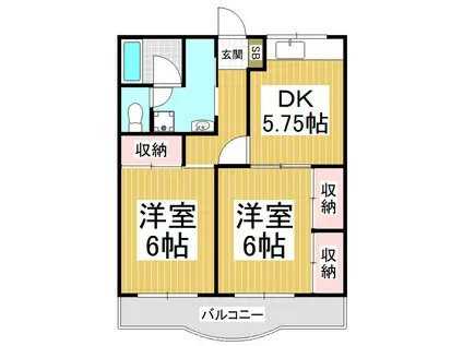 コア伊那北(2DK/6階)の間取り写真