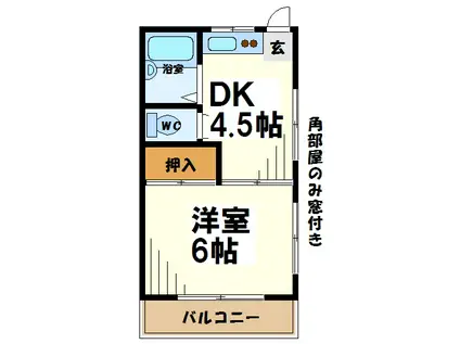 サニータイム菊野台(1DK/1階)の間取り写真