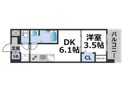 DIMORA難波(1DK/6階)の間取り写真