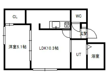 リベルテスクアール七番館(1LDK/1階)の間取り写真