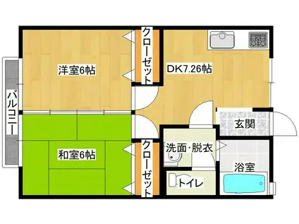 あきほ壹番館(2DK/2階)の間取り写真