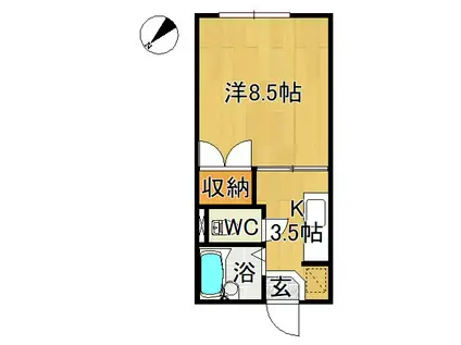 ヴィラ城南(1K/1階)の間取り写真