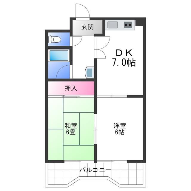 セントヒル(2DK/2階)の間取り写真