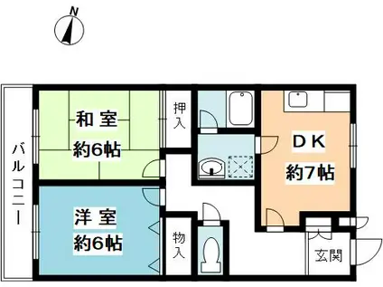 堂中ハイツ(2DK/2階)の間取り写真