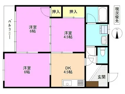 村越第一マンション(3DK/2階)の間取り写真