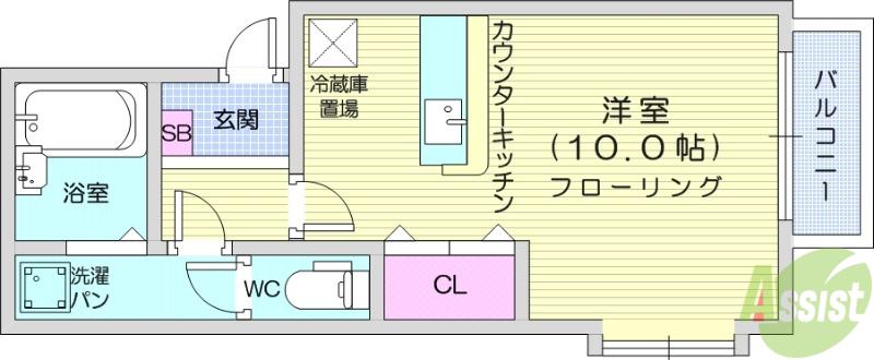 ハレ・ラウレア(ワンルーム/2階)の間取り写真