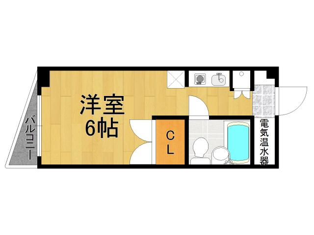 FKマンション(ワンルーム/2階)の間取り写真
