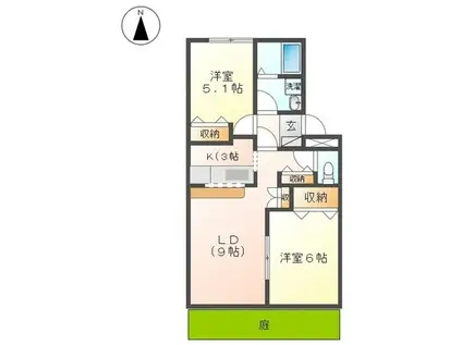 レゾンデートル21(2LDK/1階)の間取り写真