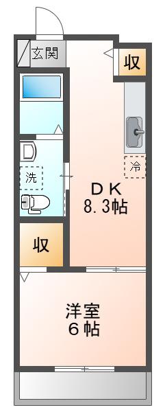 クオーレ エスト(1DK/1階)の間取り写真