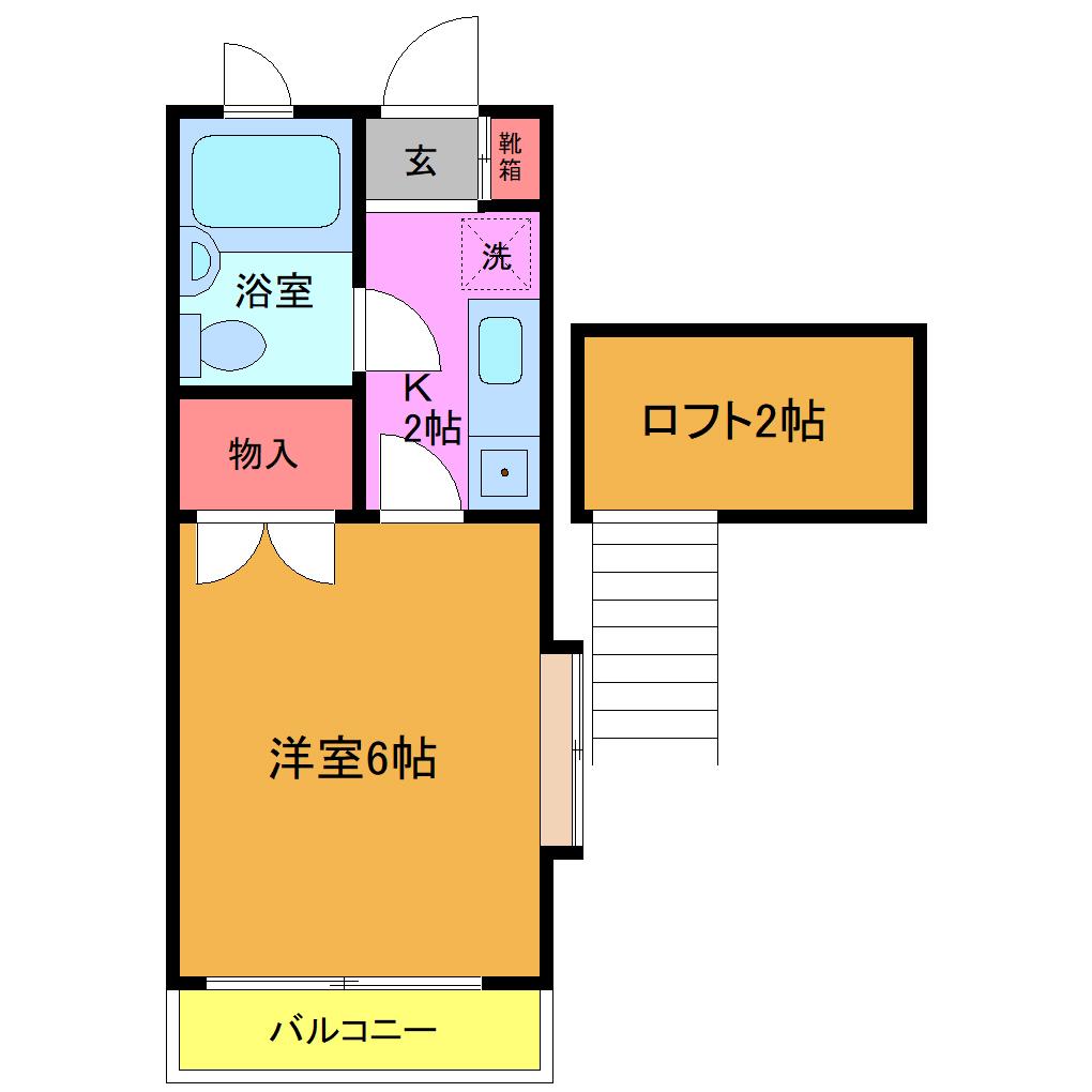 ハイツ向台(1K/2階)の間取り写真