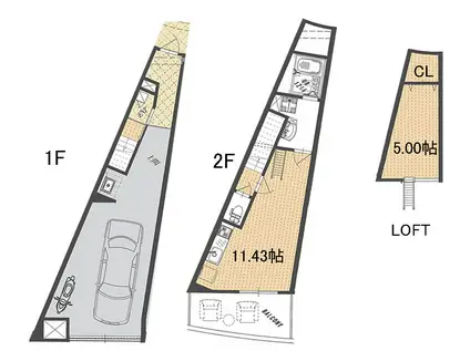 A-CUBE KANGETSUTKYO(1LDK/1階)の間取り写真