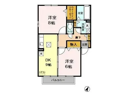 イーストプラザ(2DK/1階)の間取り写真