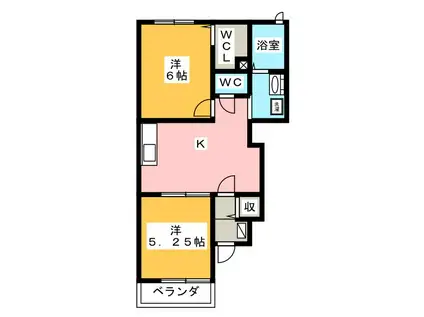 B.B CAPITAL(2DK/1階)の間取り写真