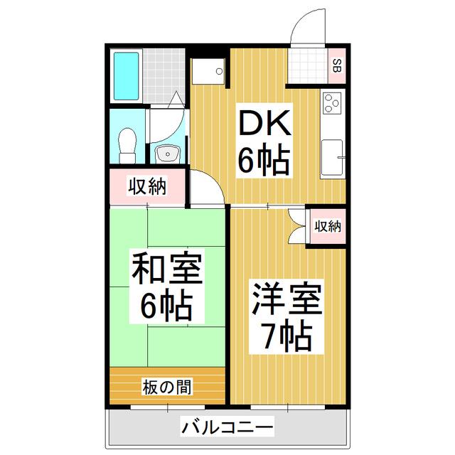 リヴィエール川舩(2DK/3階)の間取り写真