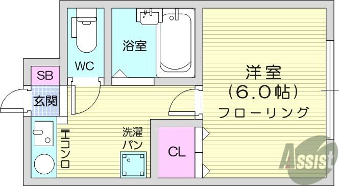 メゾン落合(1DK/1階)の間取り写真