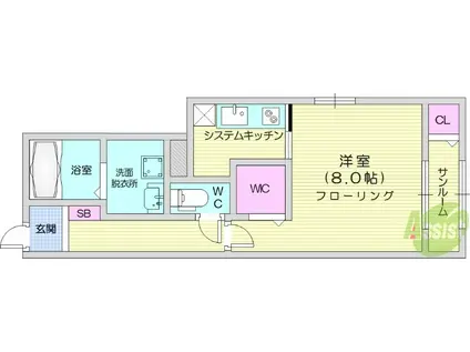 ラフレシール鶴ケ谷東(1K/1階)の間取り写真