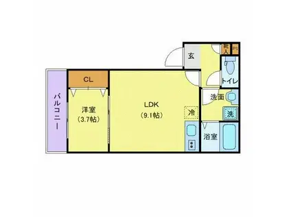 ジーメゾン春日部栄町グランツ(1LDK/1階)の間取り写真