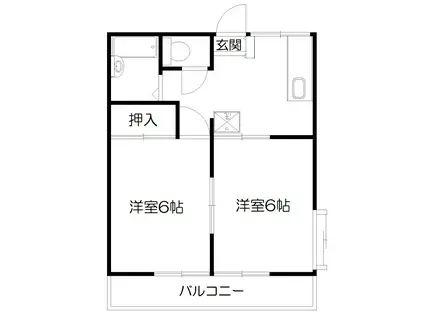 さんぱあくかしま(2DK/2階)の間取り写真