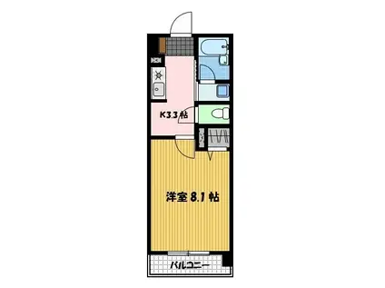 スカイヒルズ水辺の森(1K/7階)の間取り写真