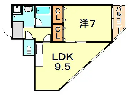 エビスマンション(1LDK/3階)の間取り写真
