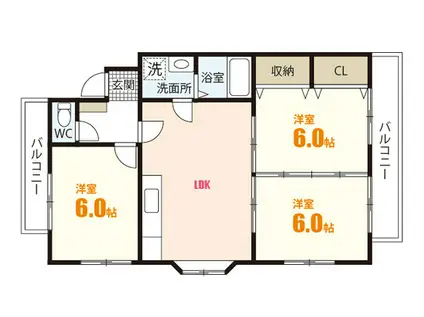 ハイコーポYASUDA V(3LDK/2階)の間取り写真