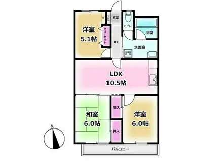 SKマンションB棟(3LDK/3階)の間取り写真