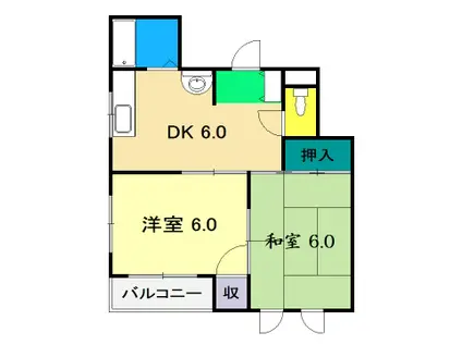 パールハウス(2DK/2階)の間取り写真
