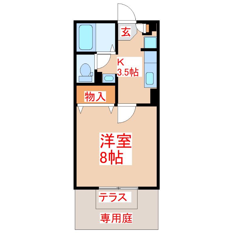 モナリエプライズ A棟(1K/1階)の間取り写真