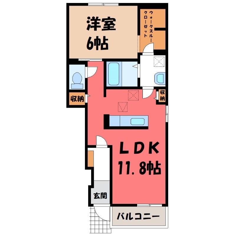 アロッジオ カイ(1LDK/1階)の間取り写真