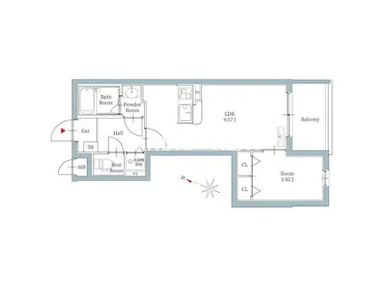 ロワイヤルM福岡空港ステーション(1LDK/4階)の間取り写真