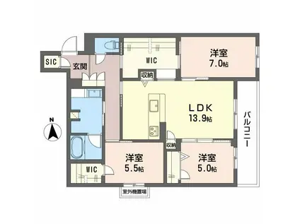 フレシア天王寺(3LDK/3階)の間取り写真