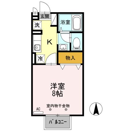 COURT イースト ダ(1K/2階)の間取り写真