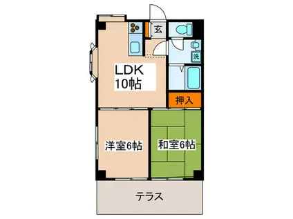 和泉ビル(2LDK/1階)の間取り写真