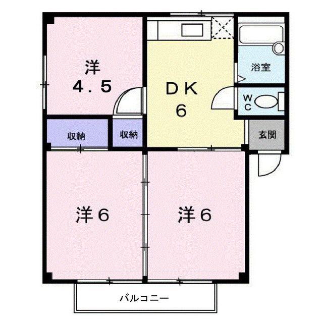 シティハイツ山田C(3DK/2階)の間取り写真
