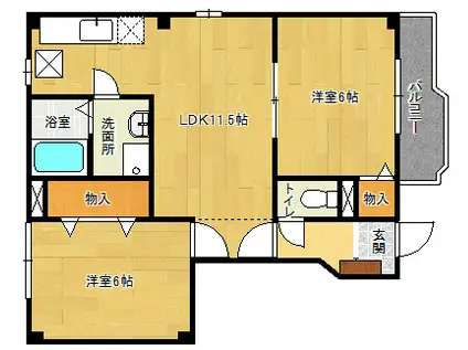 コンフォートコエモンI(2DK/1階)の間取り写真