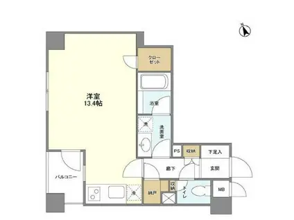 レジデンス白金高輪(ワンルーム/1階)の間取り写真