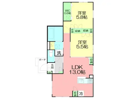 国府津メゾン(2LDK/1階)の間取り写真