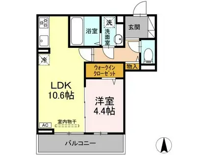 THREE(1LDK/2階)の間取り写真