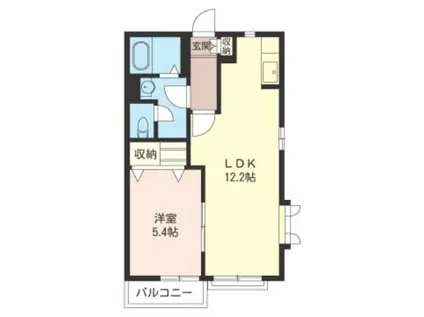 カサヴェールII(1LDK/1階)の間取り写真