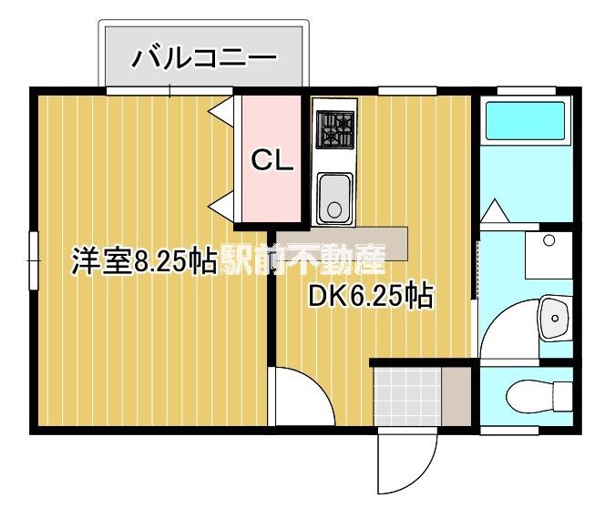 グレースコートII(1DK/2階)の間取り写真