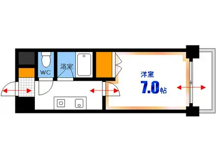 リリーフ中田(1K/7階)の間取り写真