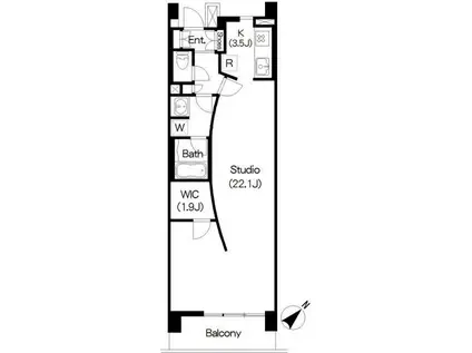 BRILLIA EST 三軒茶屋 アイビーテラス(ワンルーム/5階)の間取り写真