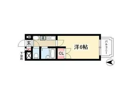 ハイツ亀島(1K/6階)の間取り写真