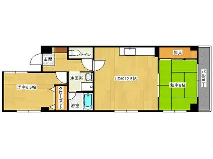 ロイヤルハイツ桃山(2LDK/2階)の間取り写真